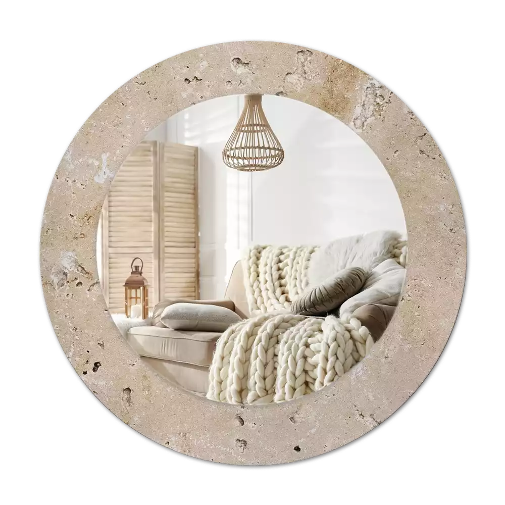Ronde spiegel met decoratie Steenimitatie