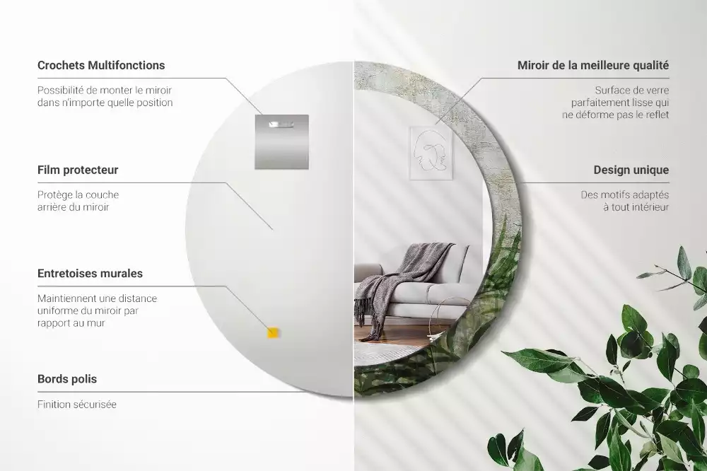 Ronde spiegel met decoratie Varenbladeren