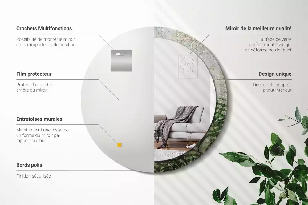 Ronde spiegel met decoratie Varenbladeren