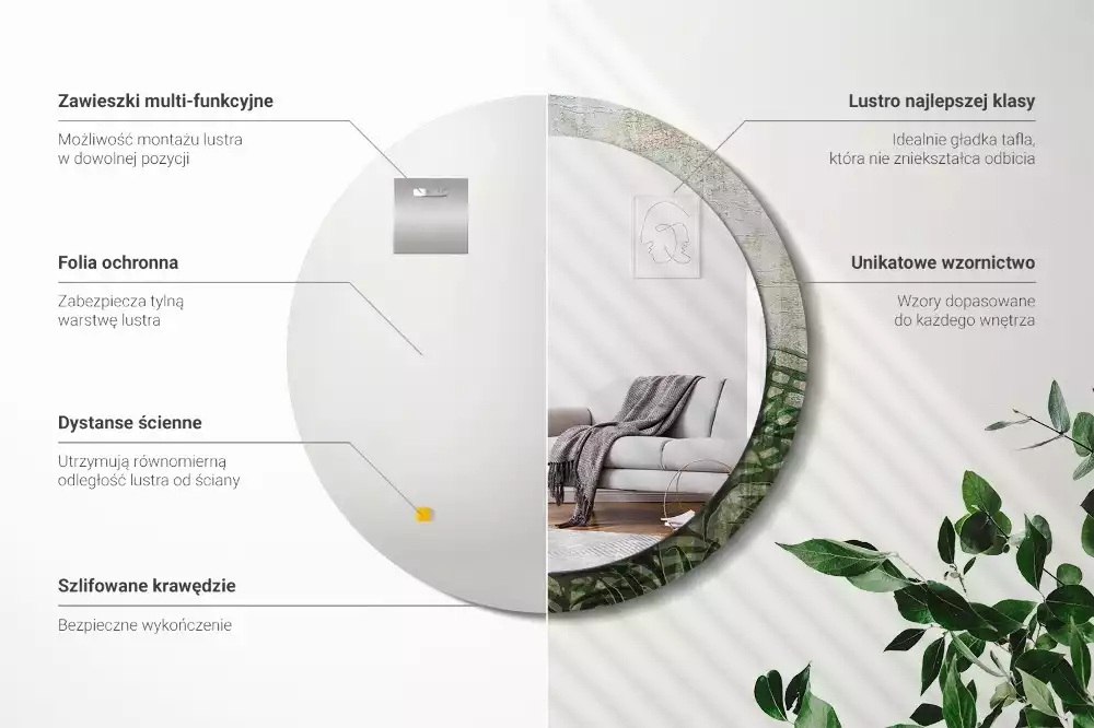 Ronde spiegel met decoratie Varenbladeren