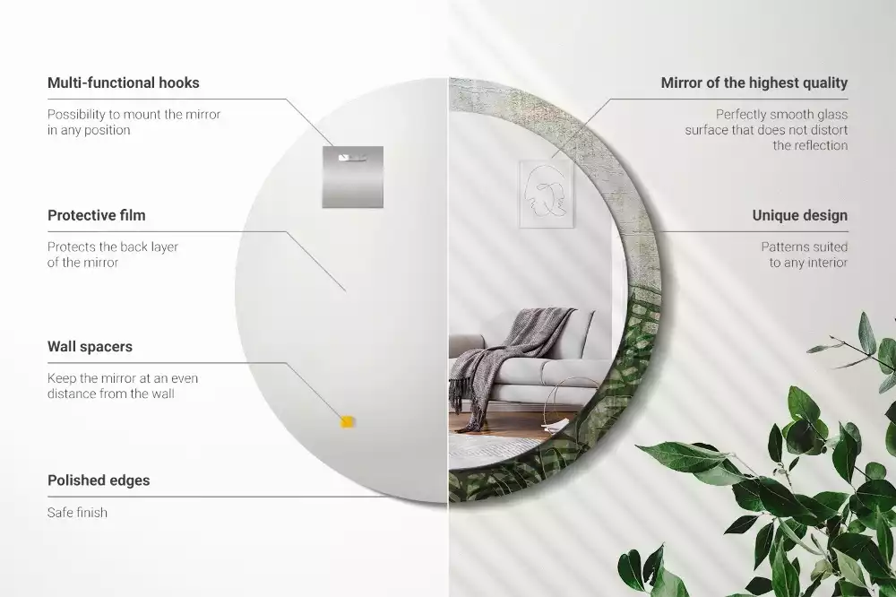 Ronde spiegel met decoratie Varenbladeren