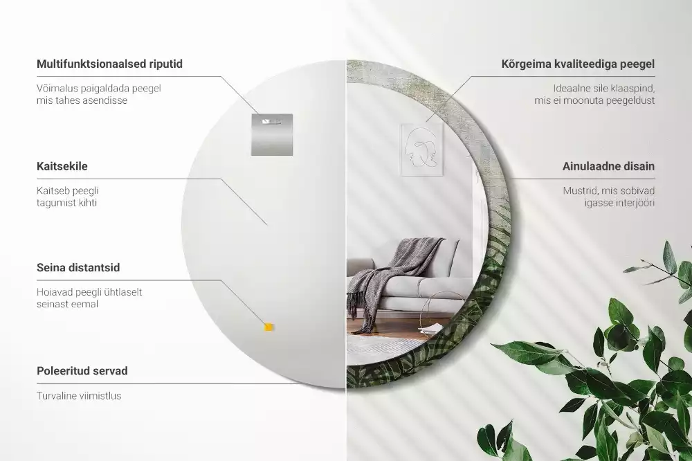Ronde spiegel met decoratie Varenbladeren