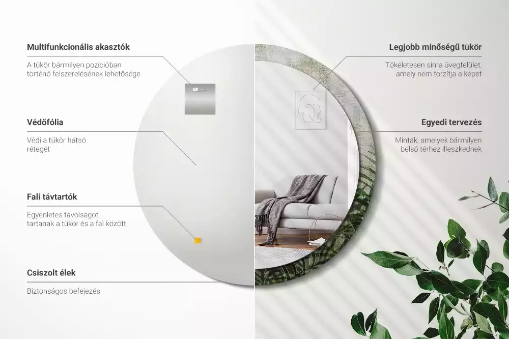 Ronde spiegel met decoratie Varenbladeren