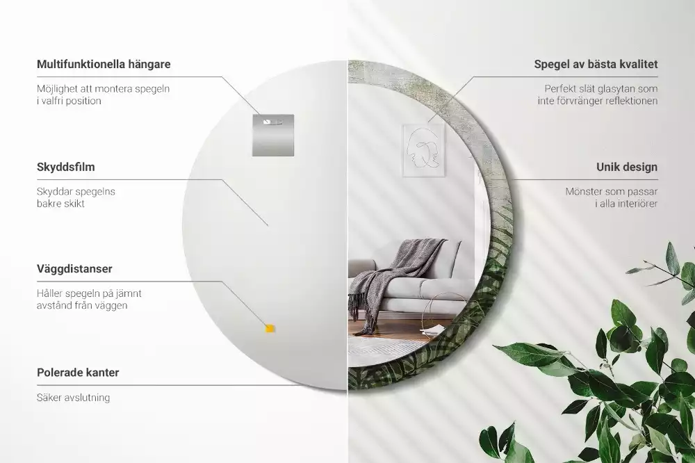 Ronde spiegel met decoratie Varenbladeren