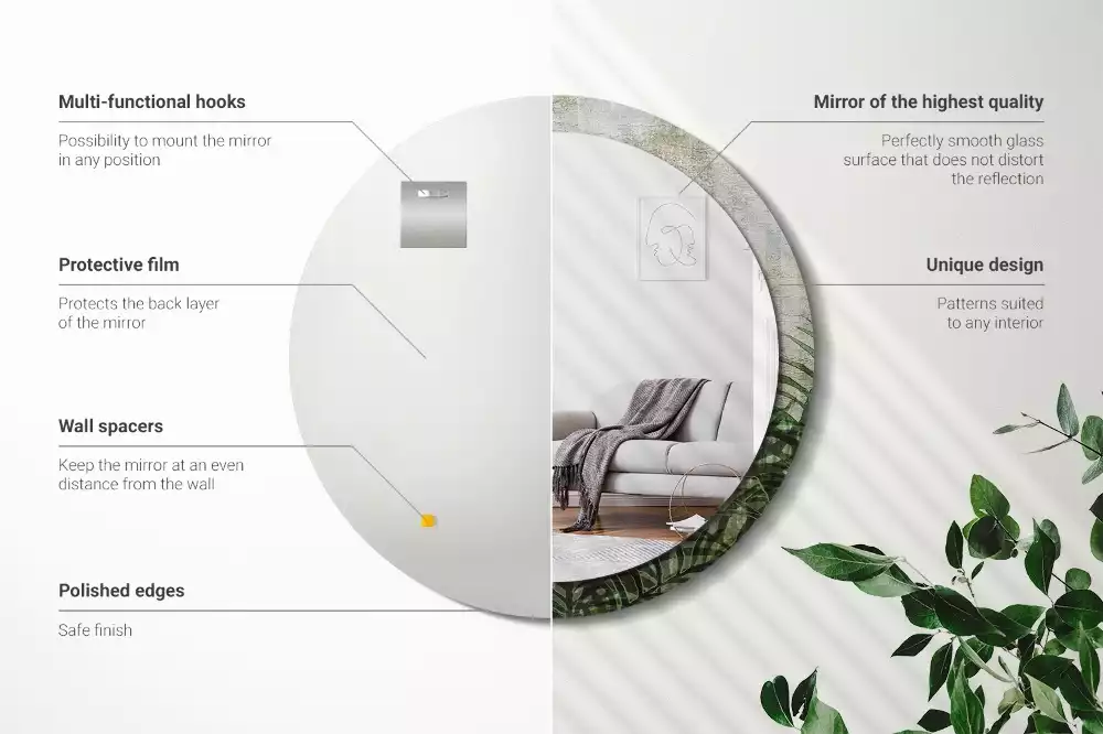 Ronde spiegel met decoratie Varenbladeren