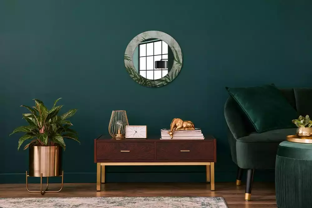 Ronde spiegel met decoratie Varenbladeren