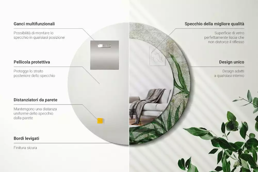 Ronde spiegel met decoratie Varenbladeren