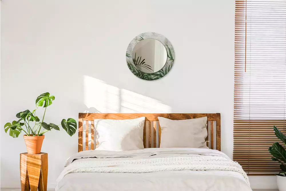 Ronde spiegel met decoratie Varenbladeren