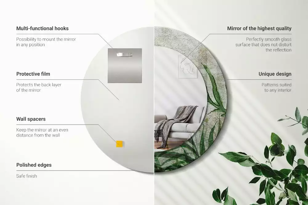 Ronde spiegel met decoratie Varenbladeren