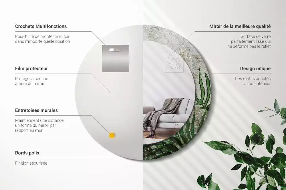 Ronde spiegel met decoratie Varenbladeren