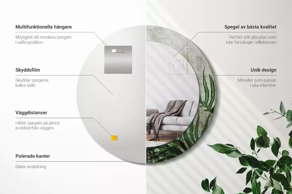 Ronde spiegel met decoratie Varenbladeren