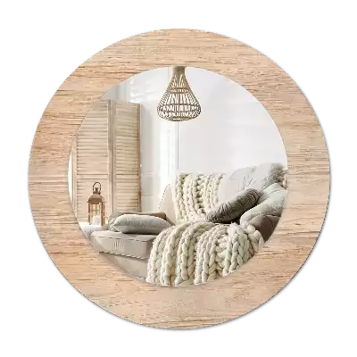 Bedrukte ronde spiegel Hout