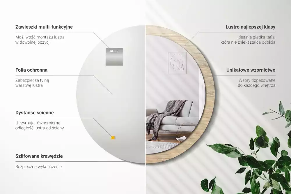 Ronde spiegel met decoratie Licht hout