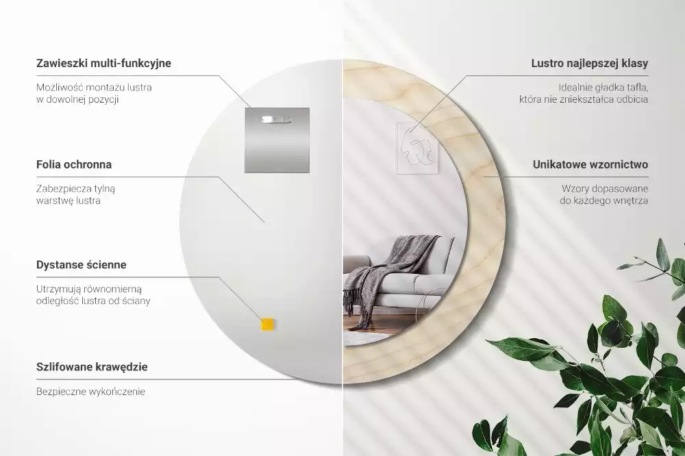 Ronde spiegel met decoratie Licht hout