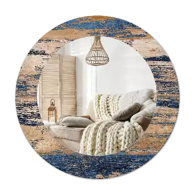 Bedrukte ronde spiegel Abstract Hout