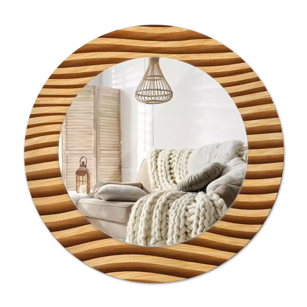 Bedrukte ronde spiegel Houten golf
