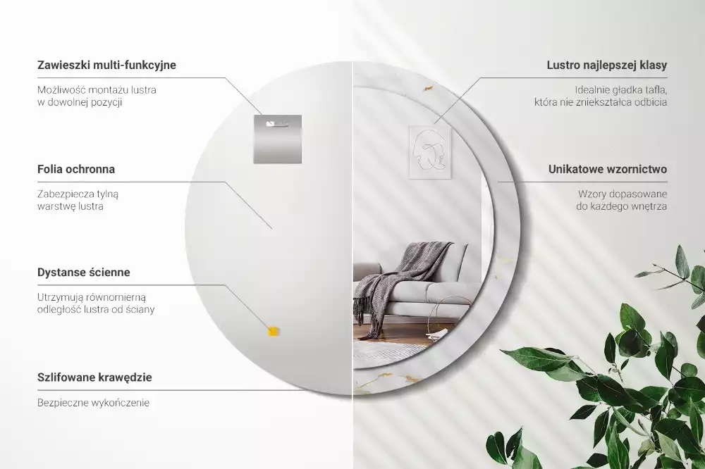 Ronde spiegel met decoratie Wit marmer