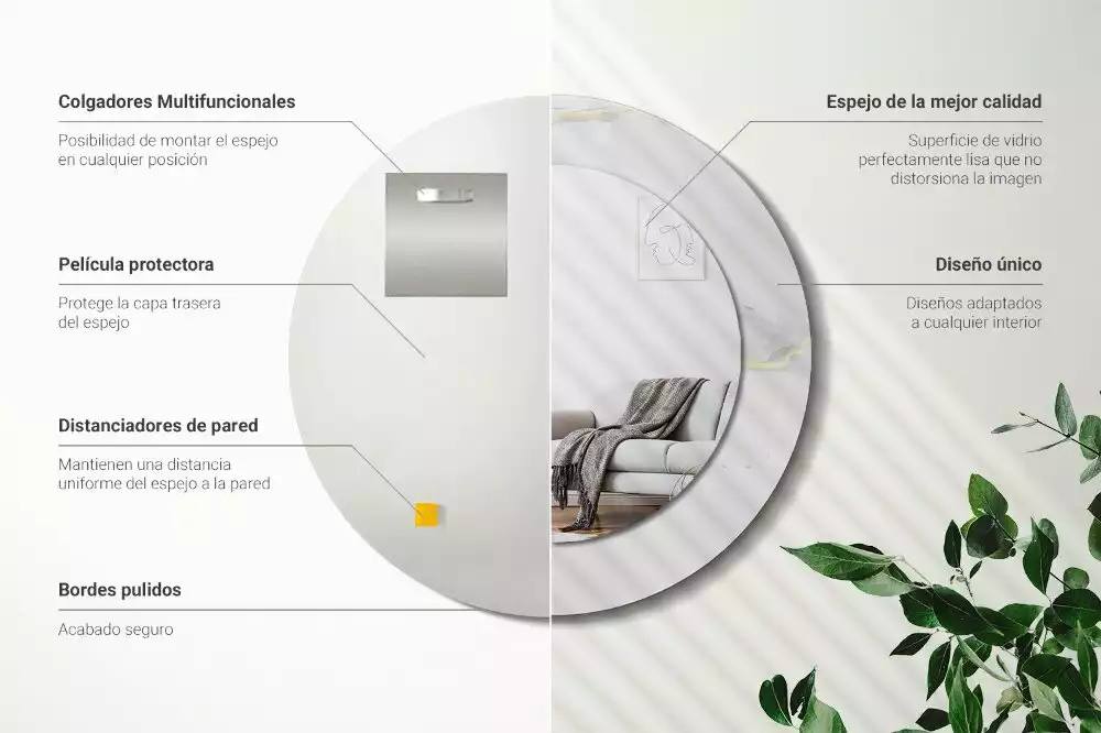 Ronde spiegel met decoratie Wit marmer