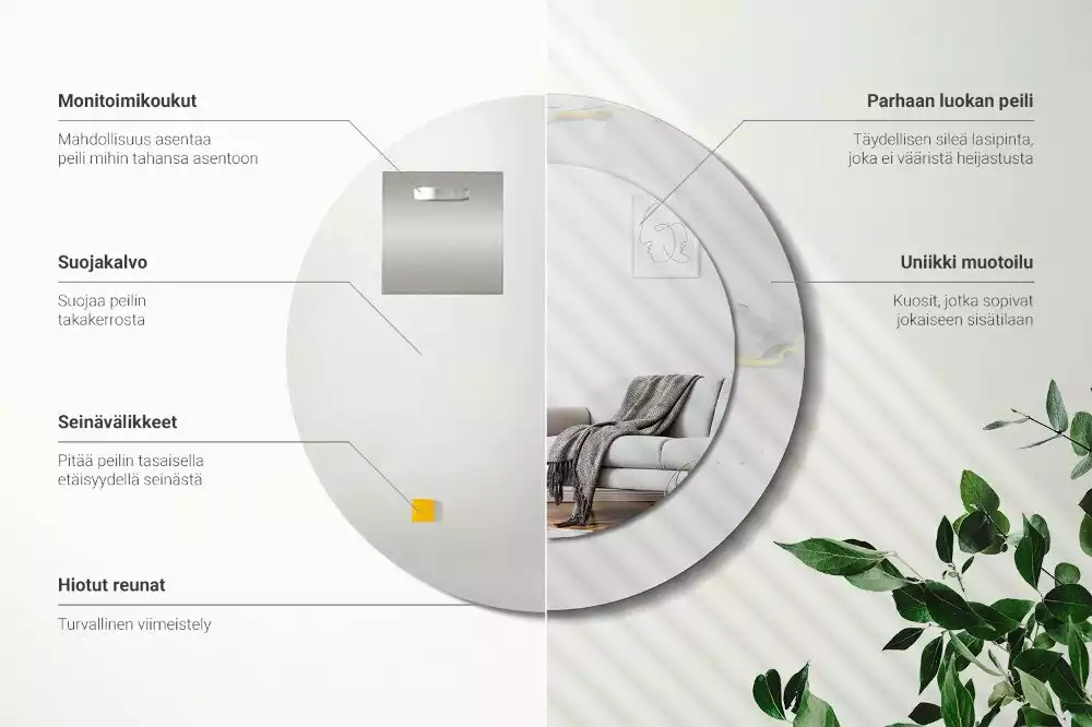 Ronde spiegel met decoratie Wit marmer