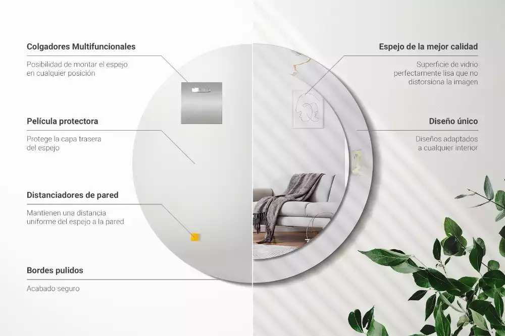 Ronde spiegel met decoratie Wit marmer