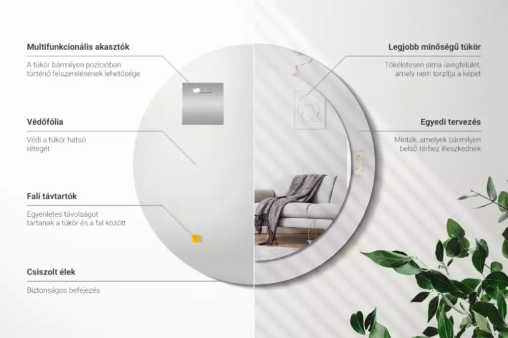 Ronde spiegel met decoratie Wit marmer