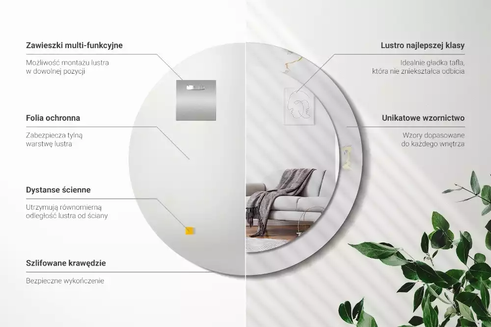 Ronde spiegel met decoratie Wit marmer