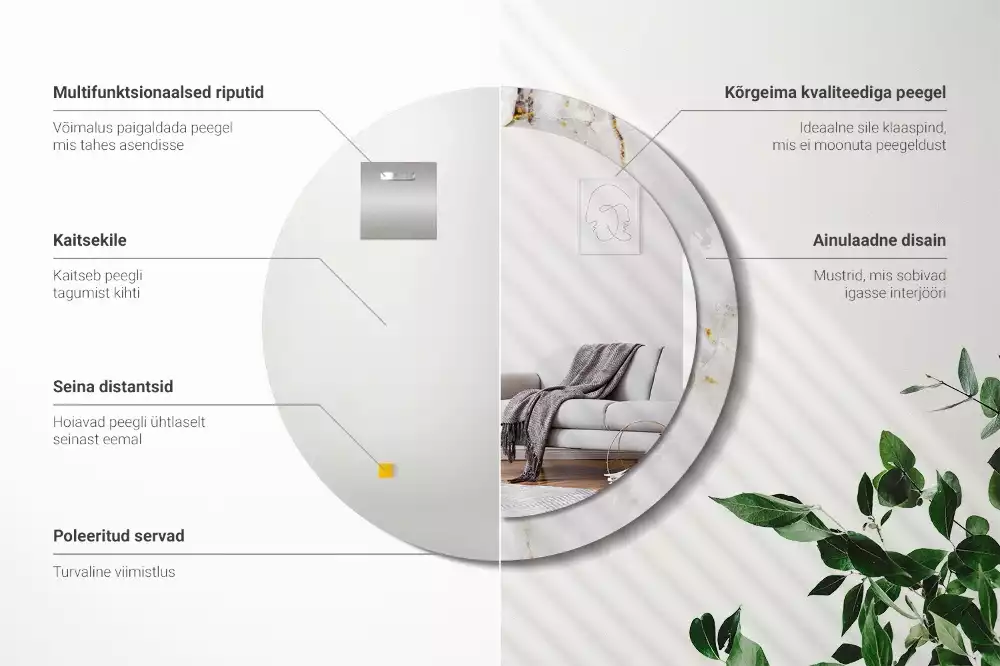 Bedrukte ronde spiegel Glanzend marmer