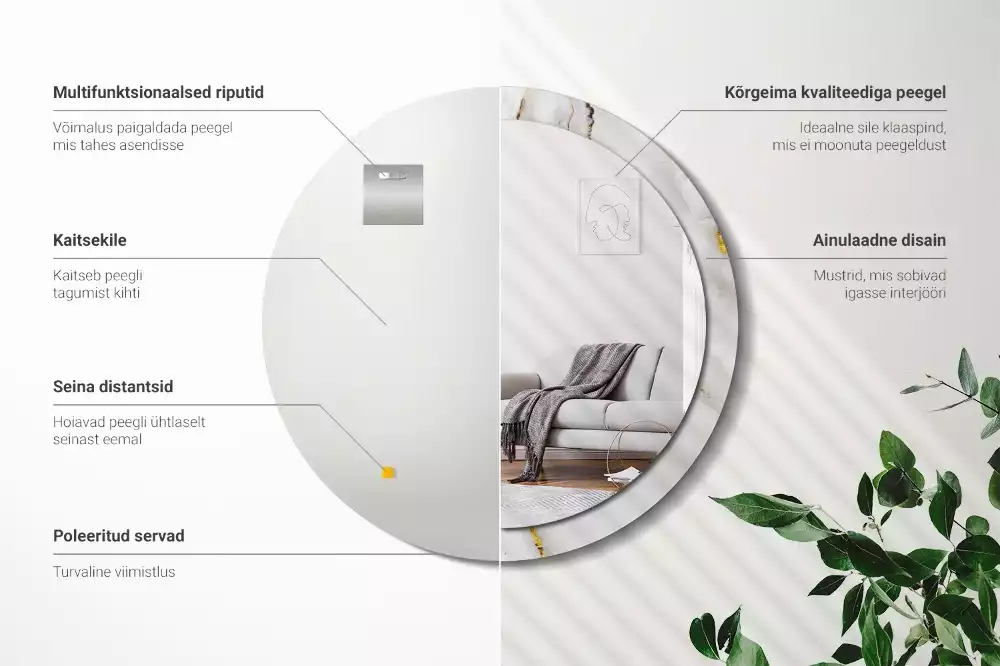 Bedrukte ronde spiegel Glanzend marmer