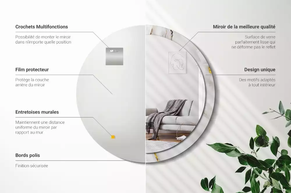 Bedrukte ronde spiegel Glanzend marmer