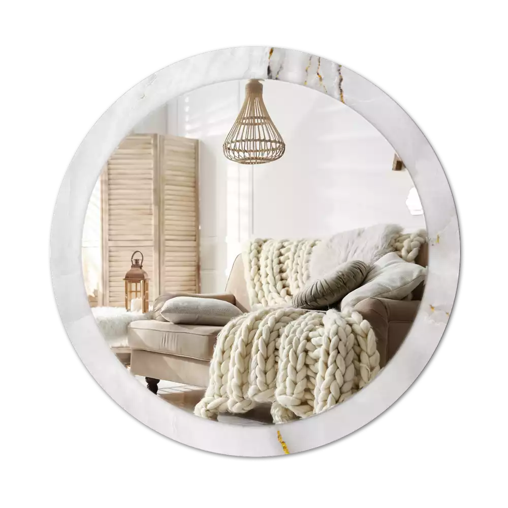 Bedrukte ronde spiegel Glanzend marmer