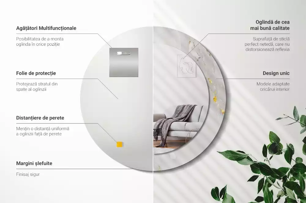 Bedrukte ronde spiegel Glanzend marmer