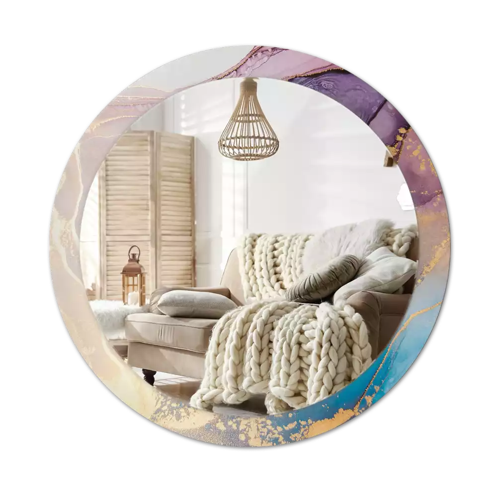 Ronde spiegel met bedrukte lijst Marmeren steen