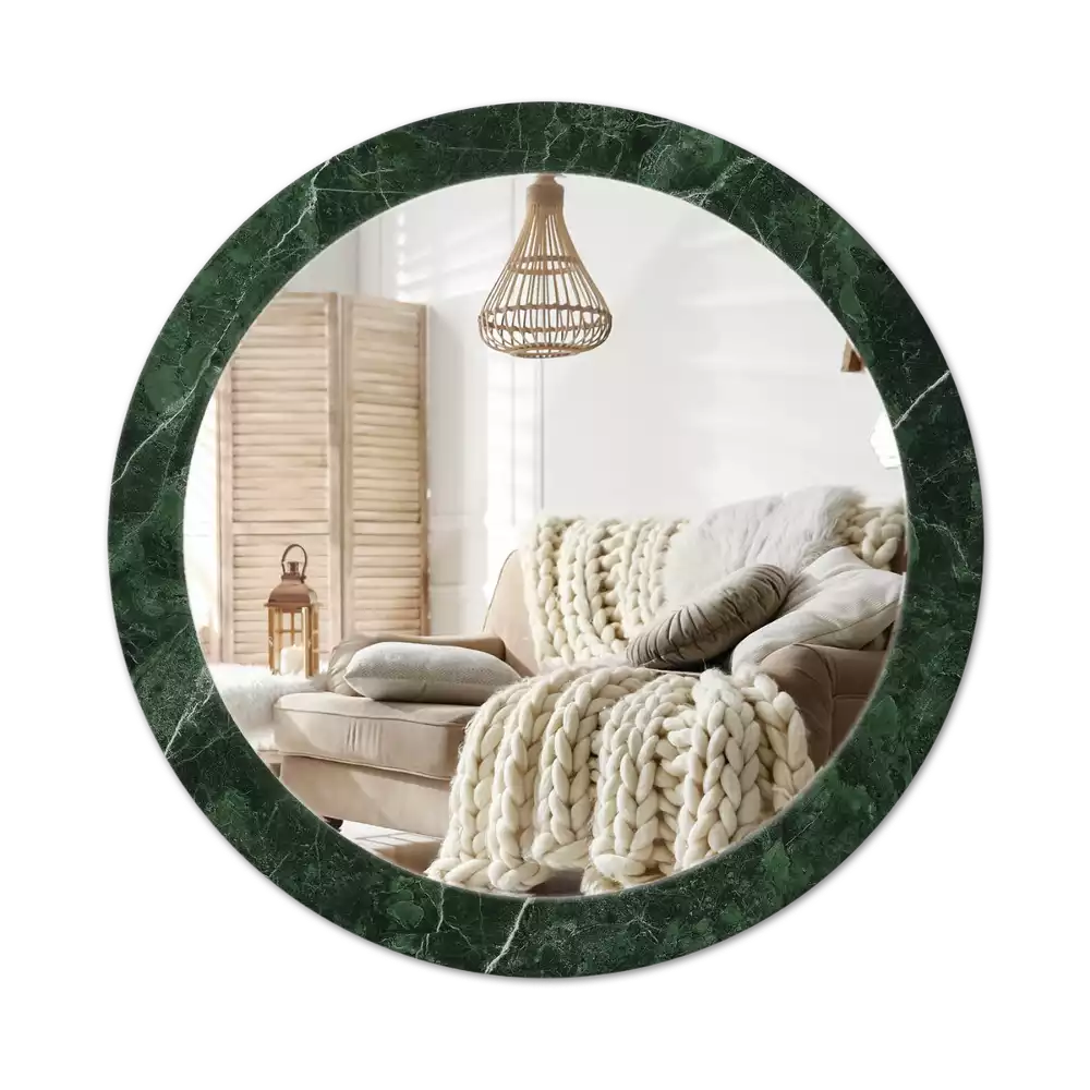 Bedrukte ronde spiegel Groen marmer