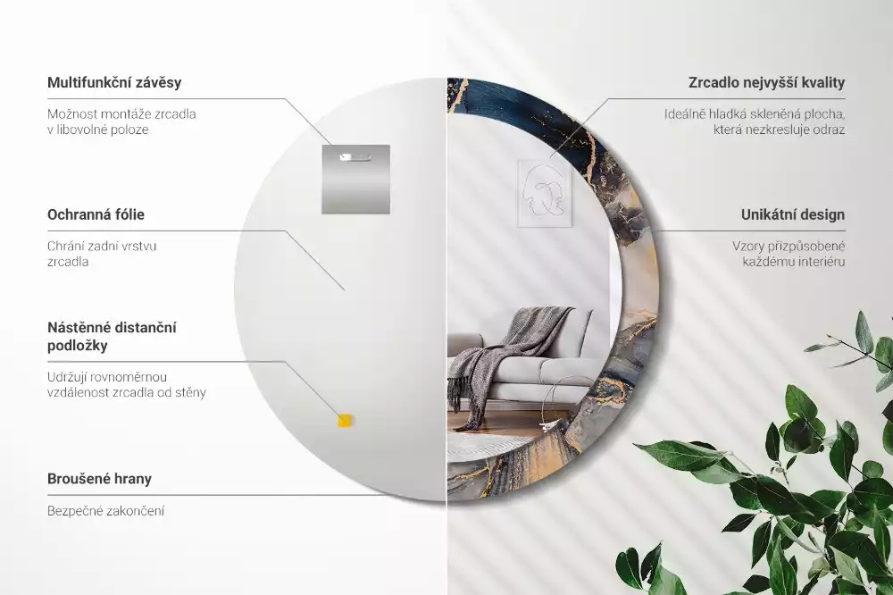 Ronde spiegel met decoratie Abstracte verven