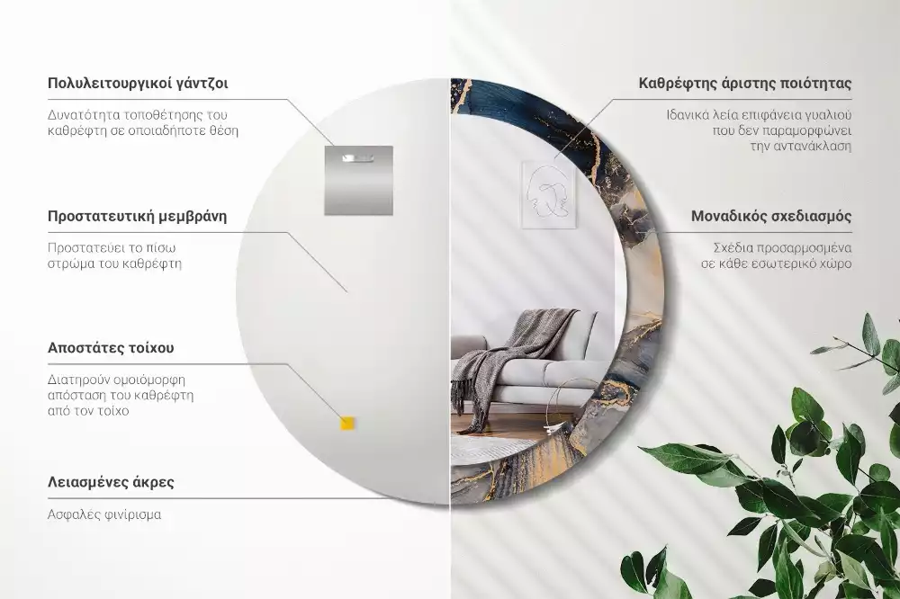 Ronde spiegel met decoratie Abstracte verven