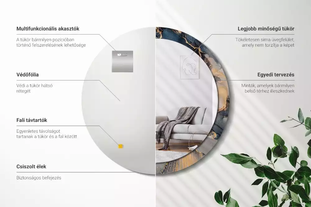 Ronde spiegel met decoratie Abstracte verven