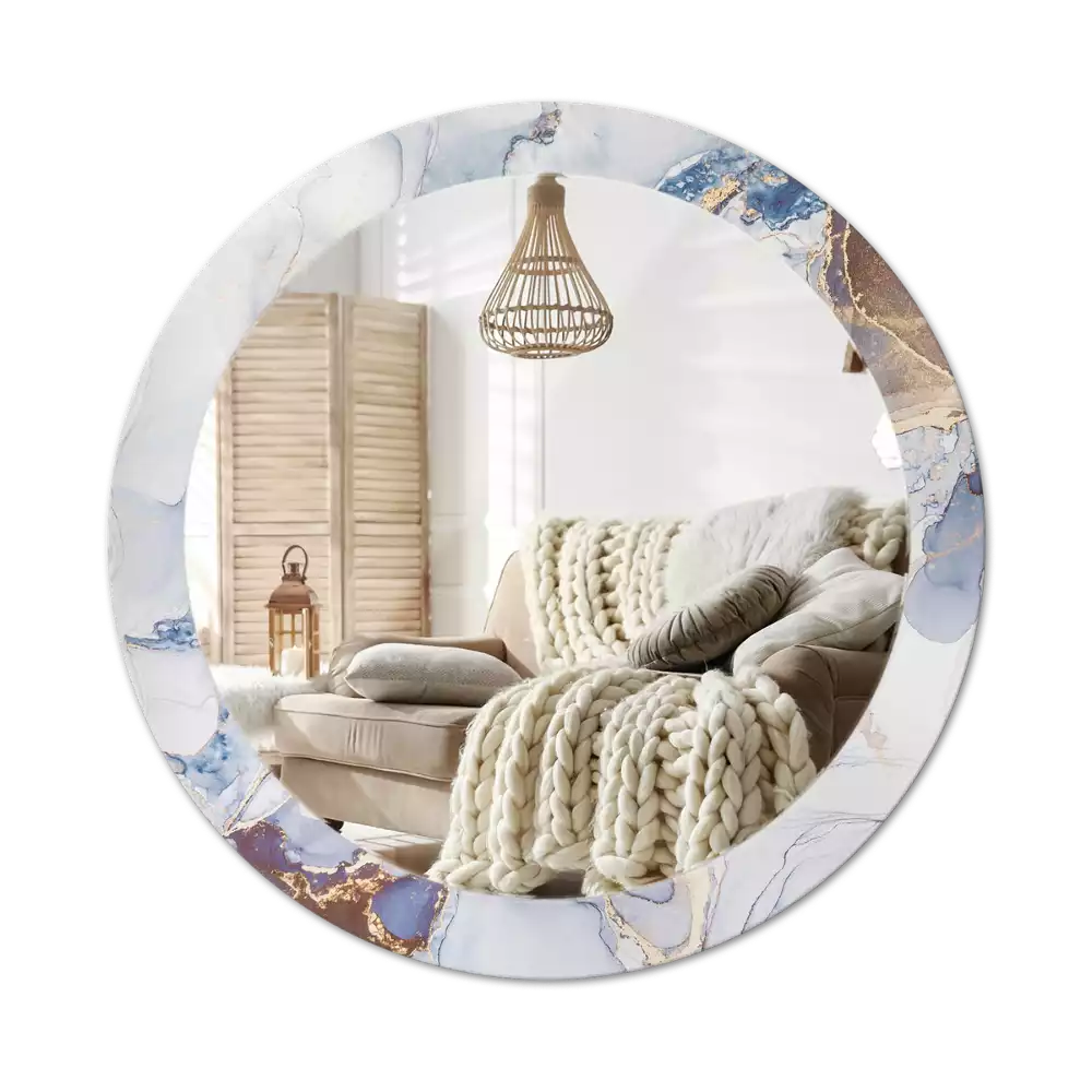 Ronde spiegel met bedrukte lijst Abstracte kunst