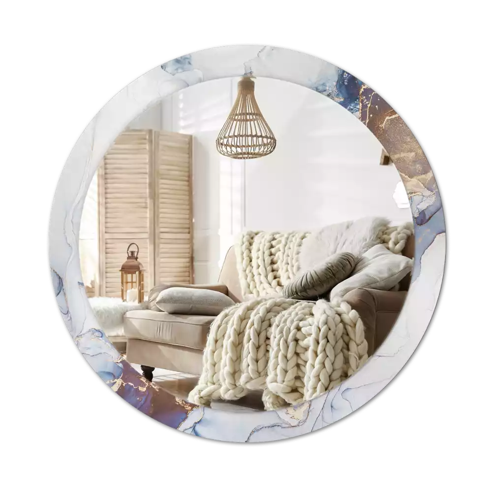 Ronde spiegel met bedrukte lijst Abstracte kunst