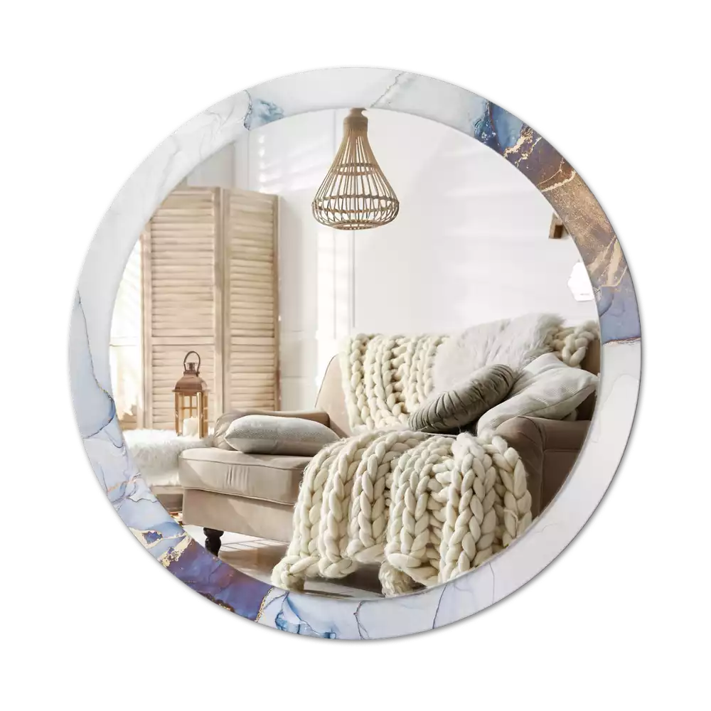 Ronde spiegel met bedrukte lijst Abstracte kunst