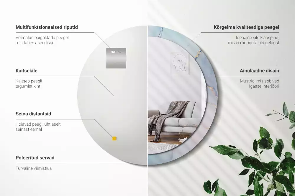 Ronde spiegel met bedrukte lijst Abstracte vloeistof