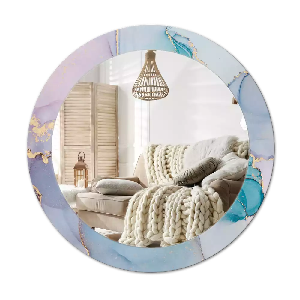 Ronde spiegel met bedrukte lijst Abstracte vloeistof