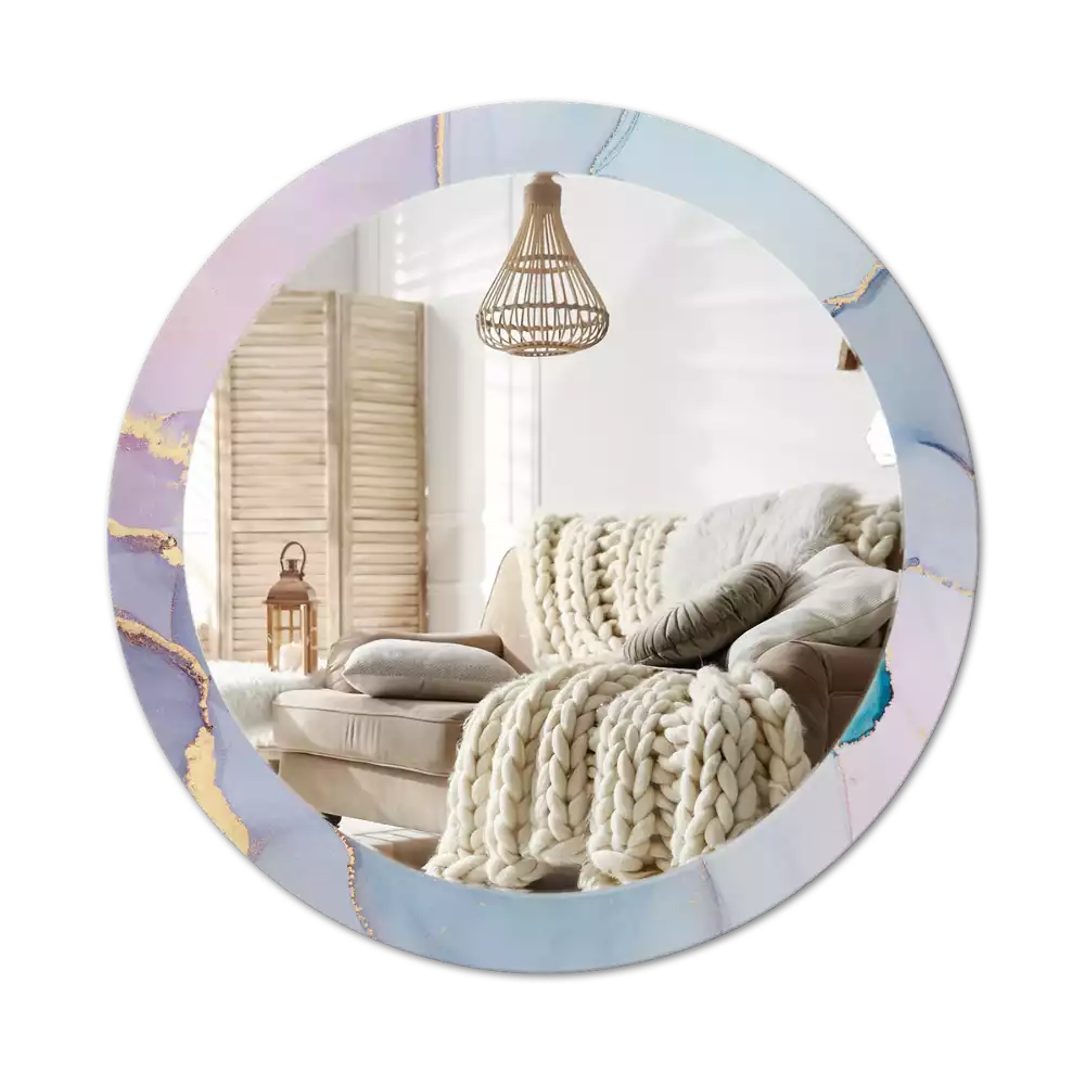 Ronde spiegel met bedrukte lijst Abstracte vloeistof