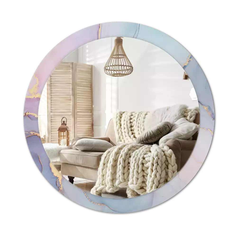 Ronde spiegel met bedrukte lijst Abstracte vloeistof