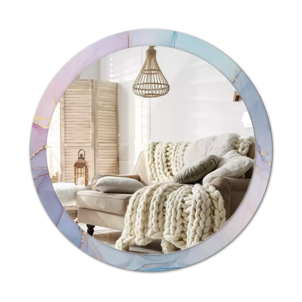 Ronde spiegel met bedrukte lijst Abstracte vloeistof