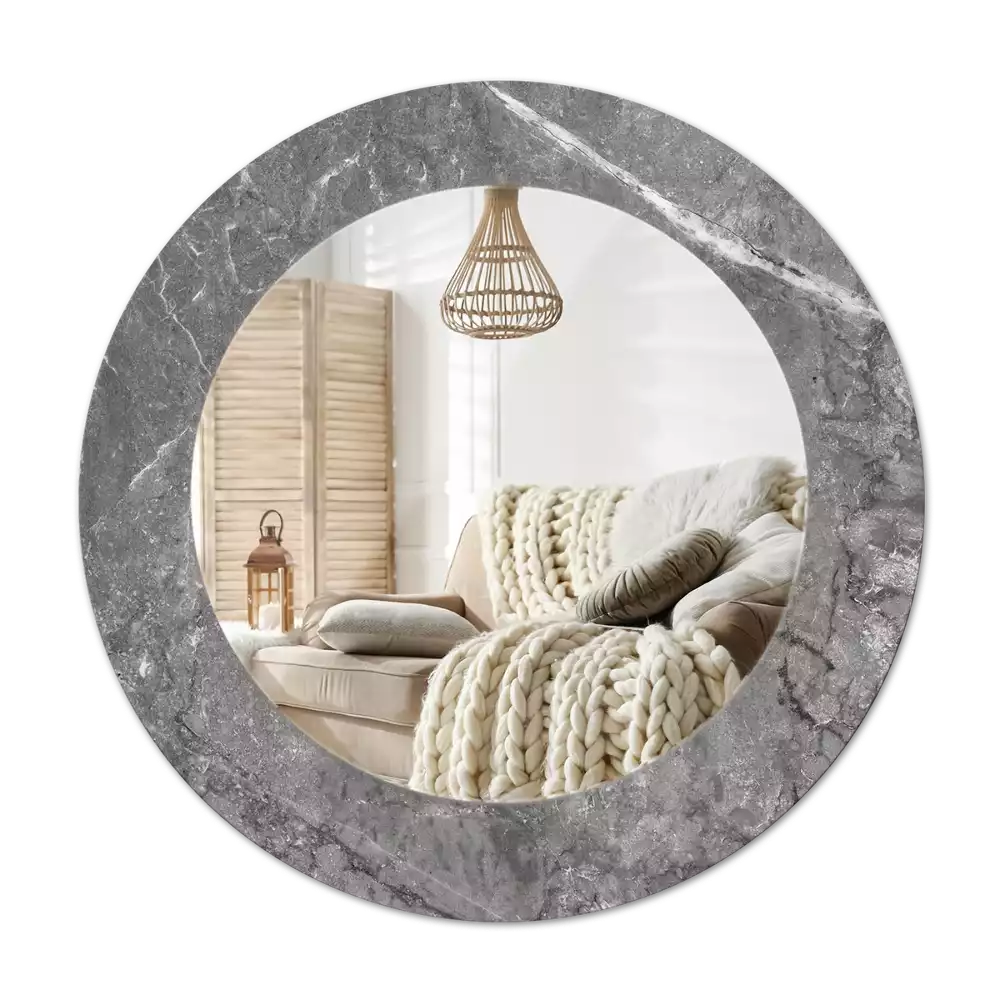 Ronde spiegel met decoratie Rustiek marmer