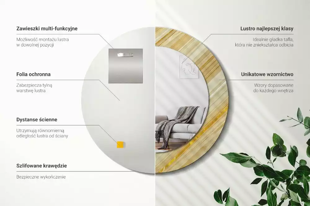 Bedrukte ronde spiegel Abstract patroon