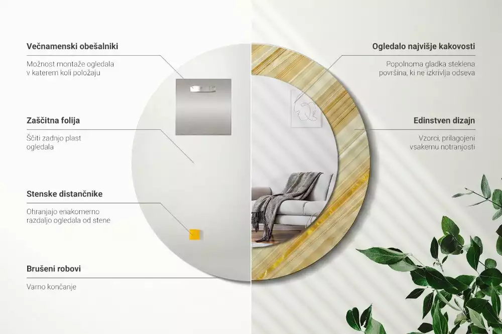 Bedrukte ronde spiegel Abstract patroon