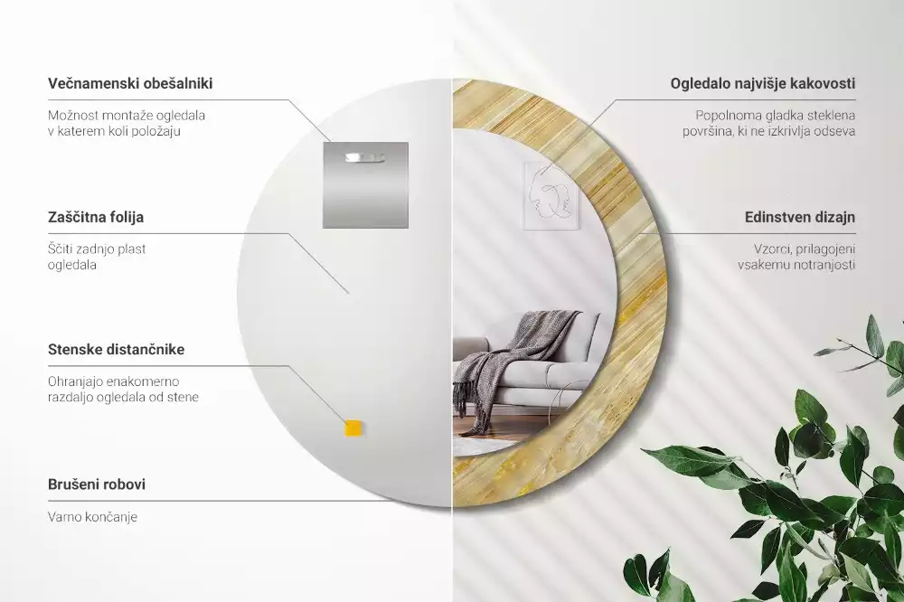 Bedrukte ronde spiegel Abstract patroon