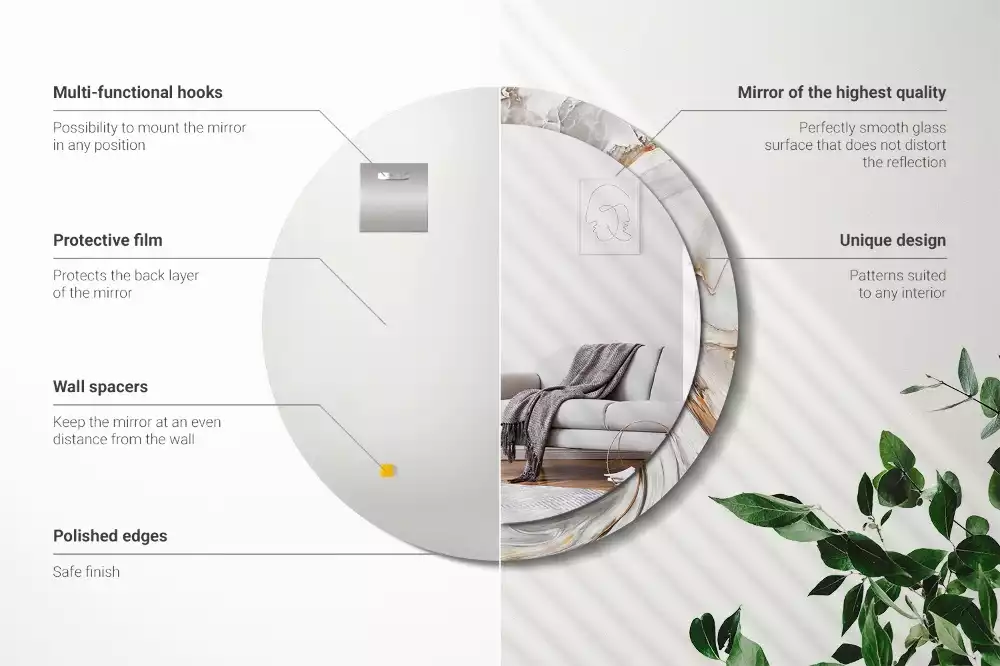 Bedrukte ronde spiegel Licht marmer