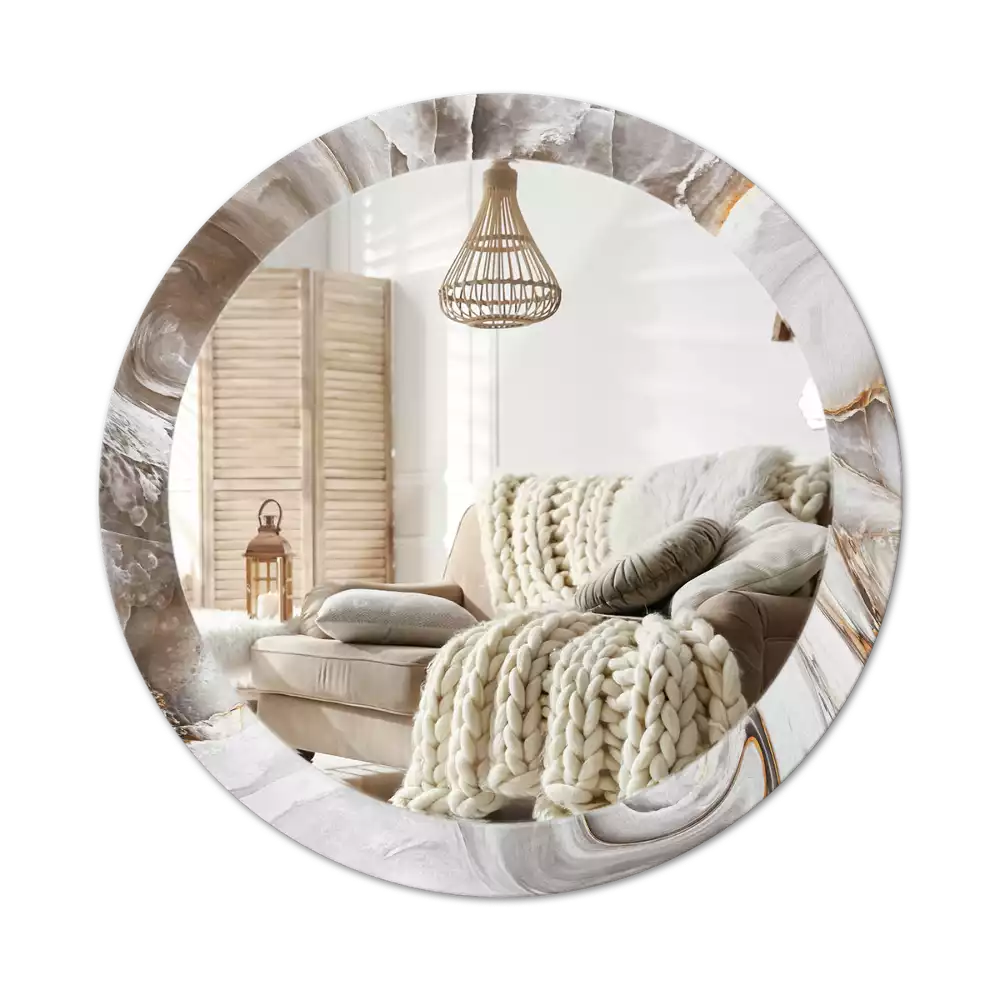 Bedrukte ronde spiegel Licht marmer